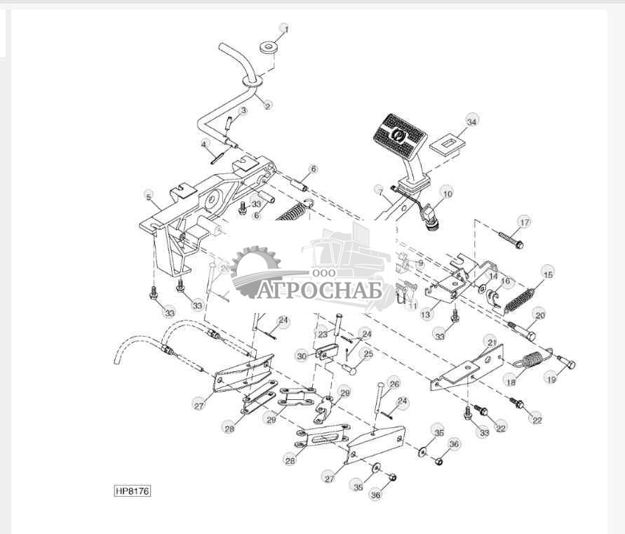 Педаль стояночного тормоза и уплотнение 